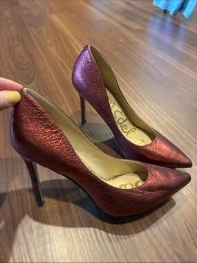 Sam Edelman Metallic Wine Pointed-Toe Stiletto Pumps